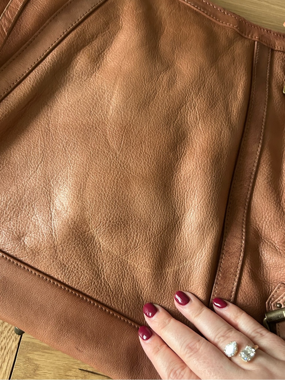 NWT Free People Emery Winged Tote Bag Saddle - Picture 7 of 10